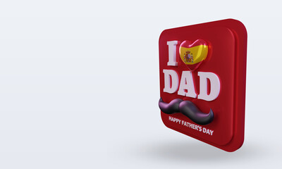 3d fathers day Spain love flag rendering right view