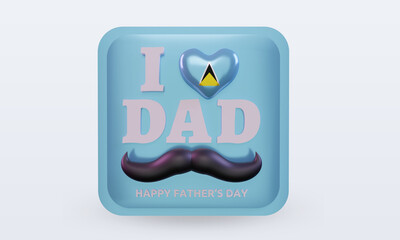 3d fathers day St Lucia love flag rendering front view