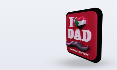 3d fathers day Sudan love flag rendering right view