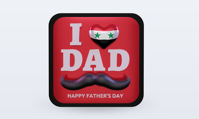3d fathers day Syria love flag rendering front view