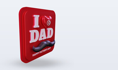 3d fathers day Tunisia love flag rendering left view