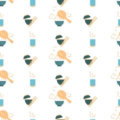 East Asia Traditional Breakfast Vector Graphic Art Seamless Pattern