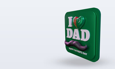 3d fathers day Turkmenistan love flag rendering right view