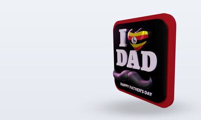 3d fathers day Uganda love flag rendering right view