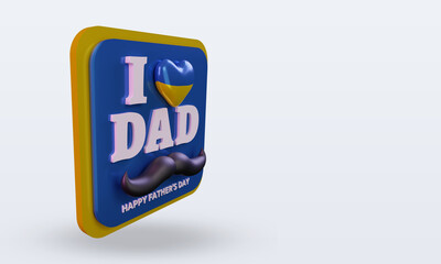 3d fathers day Ukraine love flag rendering left view