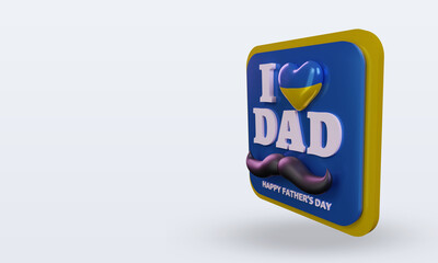 3d fathers day Ukraine love flag rendering right view