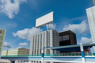Obraz premium 3D mockup large blank billboard over building roof