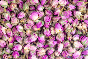 Dry rose flower petals tea