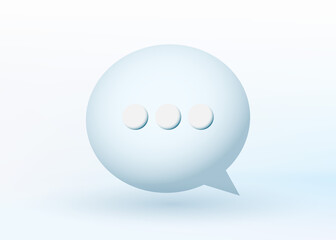 One bubble talk or comment sign symbol on blue background. 3d