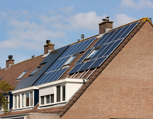Solar Panels on the roof of a family house