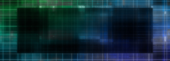 Abstract glitch art grid border background image.