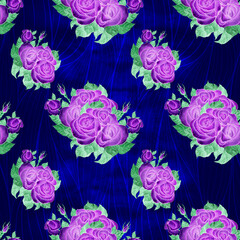 Roses. Abstract wallpaper with floral motifs.  Seamless pattern. Wallpaper. Use printed materials, signs, posters, postcards, packaging.