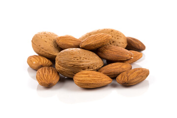 Almonds on a white background