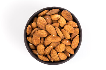 Almonds on a white background