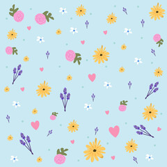 Floral pattern on blue background
