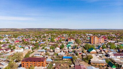 streets of the city of Buzuluk from above, a provincial town of Russia - obrazy, fototapety, plakaty