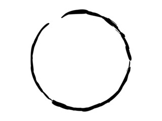 Grunge circle made of black paint.Grunge oval shape made for marking.