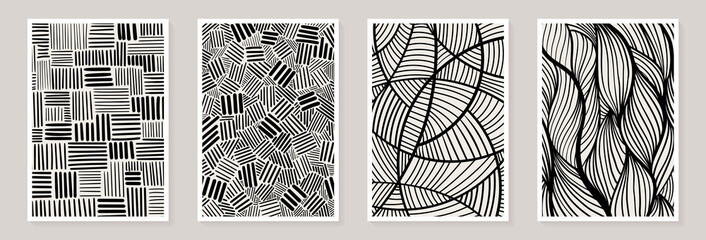Creative minimalist hand painted Abstract art grunge background with black line abstract art. Design for wall decoration, postcard, poster or brochure, home decoration
