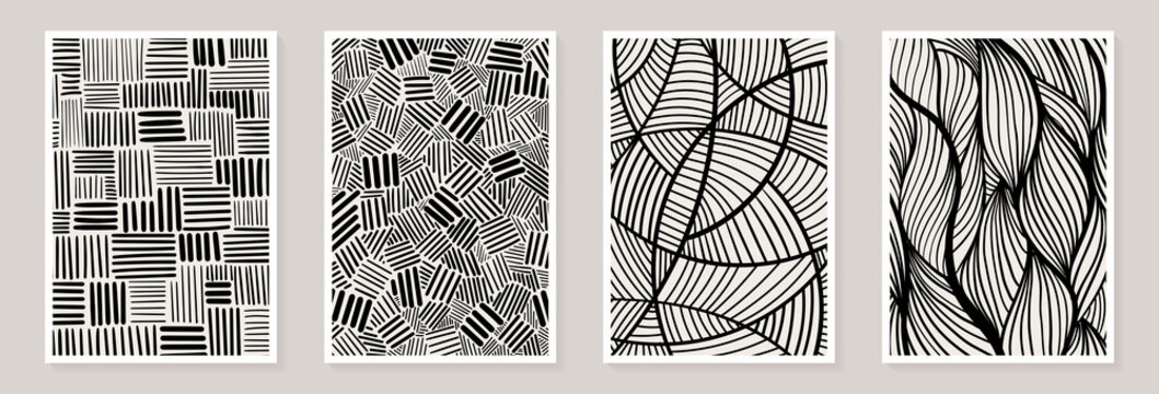 Creative minimalist hand painted Abstract art grunge background with black line abstract art. Design for wall decoration, postcard, poster or brochure, home decoration