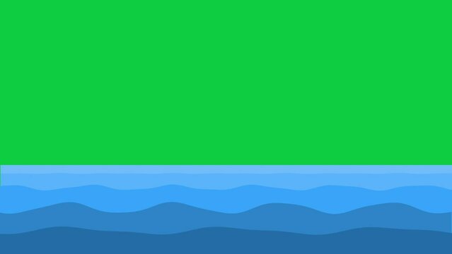 Stylized multilayered water animation, 4k green screen