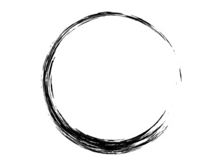 Grunge circle made of black paint.Grunge oval shape made for marking.
