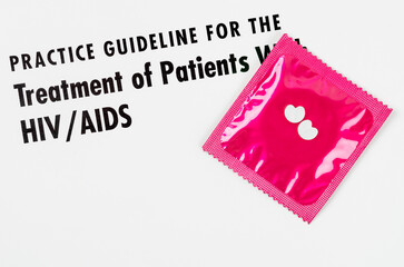 Practice guideline for the treatment of patients HIVAIDS with condom. Medicine education concepts.