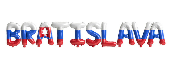 Fototapeta na wymiar 3d illustration of Bratislava capital balloons with Slovakia flags color isolated on white