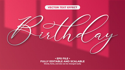 Happy Birthday White Minimalist with 3D Editable Text Effect