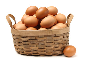 brown eggs on white background