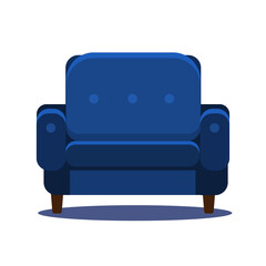 Comfortable blue armchair on white background. Vector image.