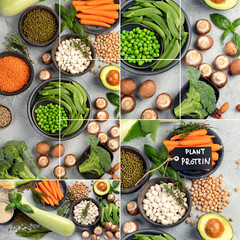 Collage of plant protein food