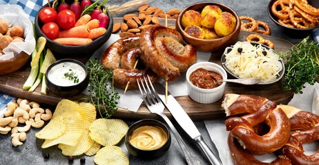 Oktoberfest concept - traditional food and beer