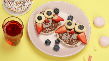 Pancakes for kids on colourfull background.