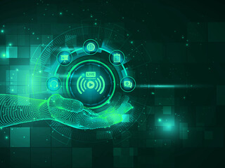 2d illustration Abstract futuristic electronic circuit technology background