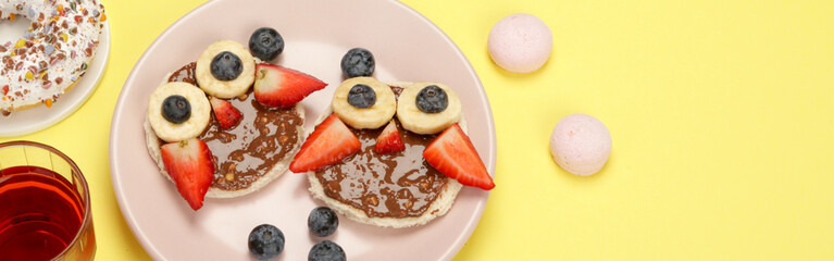 Pancakes for kids on colourfull background.