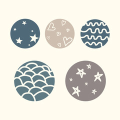 Circle shape doodle hand drawn element vector and illustration.