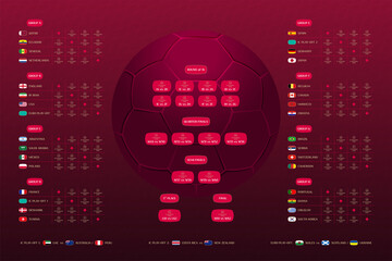 Match schedule final draw results table, vector illustration