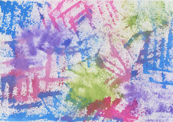 Obraz na płótnie Canvas Watercolor abstract background. Blue, green, pink and violet Blot and Splash. Multicolor Backdrop