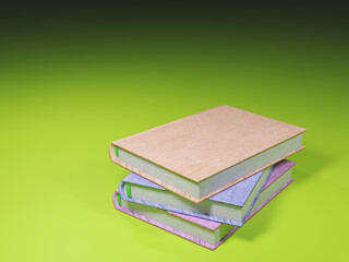 3D render illustration of a group of books with beautiful color