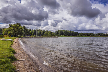 Shore of Swiecajty Lake, Masurian Lakeland area of Warmia and Mazury region, Poland