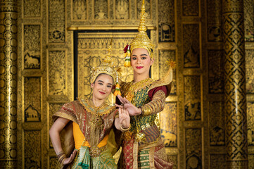 Pantomime (Khon) is traditional Thai classic masked play enacting scenes from the Ramayana with a...