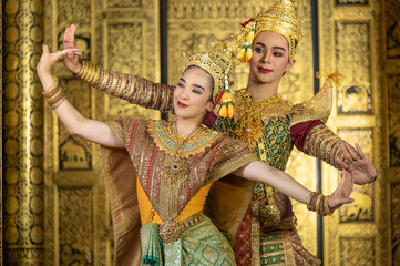 Pantomime (Khon) is traditional Thai classic masked play enacting scenes from the Ramayana with a...
