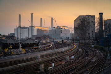 Fototapeta na wymiar Battersea Power Station from Victoria Railway Station