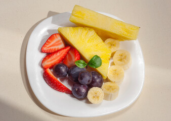 fruit salad on a white plate