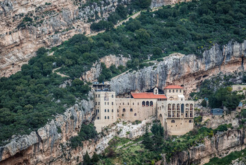 Fototapeta na wymiar Sanctuary of Our Lady of Hamatoura in Kousba village, valley of Kadisha, Lebanon