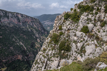 Landscape of Kadisha Valley in North Governorate region of Lebanon