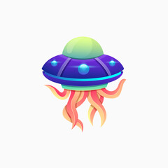 Ufo and Alien Tentacle Colorful Design