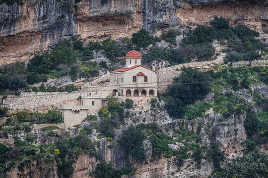 Church in Sanctuary of Our Lady of Hamatoura in Kousba village, valley of Kadisha, Lebanon