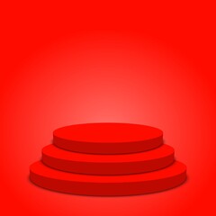 product presentation background. 3d round podium royal high red empty background for product presentation.