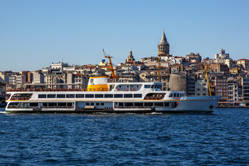 Fototapeta premium The ferry in Istanbul, Bosphorus transport.